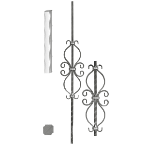 Tyč zdobená RV, H-1000mm, 12x12mm