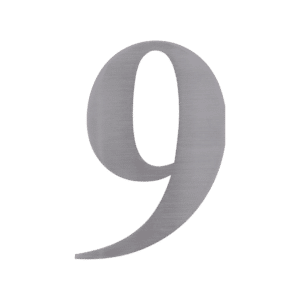 Číslo domové 9, (127x1.5mm), s 3M páskou, brúsená nerez K320 / AISI 304