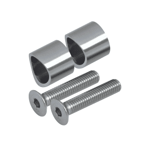 Přechod na vymezení vzdálenosti mezi sloupem ø42,4 mm a kotevní deskou, ø20x2 mm /L:15 mm, vnitřní šroub: M8x40 mm, broušená nerez K320 / AISI304, bal: 2 ks