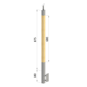 Dřevěný sloup, boční kotvení, bez výplně, vrch nastavitelný (40x40 mm), materiál: buk, broušený povrch bez nátěru