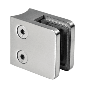 Svorka skla / plechu na trubku ø 48,3 mm (45x45x26 mm), broušená nerez K320 / AISI304, balení neobsahuje gumičky na sklo