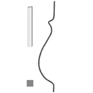 Kovaná výplň zábradlí H900x L170 mm, 12 x 12mm,hladká ocel