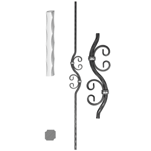 Tyč zdobená BV, H-1000 mm, 12x12mm