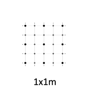 Montážní sada pro zelenou stěnu - nerez, rozměr 1x1m. Set obsahuje: EB1-GW01 (9ks), PVC-LA4 (20ks), EB2-LA4 (15m), EB1-NX4 (16ks)