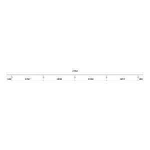 Madlo 4750mm (set:5ks úchyt, madlo 40x40mm s ukončením), brúsená nerez K320 /AISI304