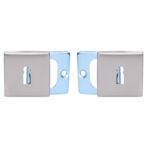 Čtvercová rozeta na dózickou vložku (53x53mm), bal.: 1 pár, broušená nerez K320 /AISI304, spodní část pozink