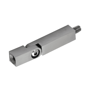 Čep s kloubem čtvercový (vnější závit M8 - vnitřní závit M6, 12x12 mm / L: 68 mm), plný materiál, broušená nerez K320 / AISI304