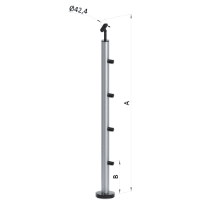 Nerezový sloup, vrchné kotvenie, 4radový průchozí