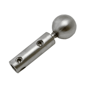 Úchyt pro nerezové lanko ø5 mm (61 mm / ø12 / 20 mm), broušená nerez K320 / AISI304