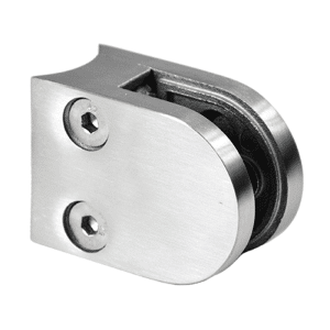 Svorka skla na trubku ø 33.7mm (50x40x26mm) pro sklo 6-10.76mm, broušená nerez K320 /AISI304/, balení neobsahuje gumičky na sklo