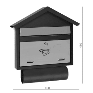 Schránka poštovní (400x460x75mm) nerez/černá, max. 10 formát listu: C4, leštěná nerez /AISI430