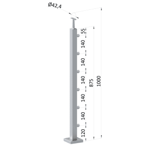Nerezový sloup, vrchní kotvení, 6řadový průchozí