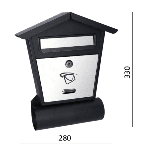 Schránka poštovní (280x330x50mm) nerez/černá, max. 1 formát listu: B6, leštěná nerez /AISI430