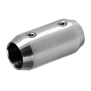 Spoj přímý (18 / 36 mm / M5) na trubku ø 12 mm, broušená nerez K320 / AISI304