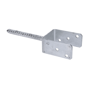 Pätka stĺpika U 61x120x324mm, 4mm žárový pozink, priemer nohy 16mm, počet děr o průměru 11mm-6ks