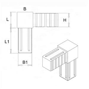 Plastová spojka - rohový kus do profilu 20x20x1.5mm
