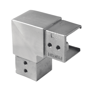 Přechod - koleno 90° (40x40x1,5 mm) na madlo EB1-JHM40, lepený spoj, broušená nerez K320 / AISI304