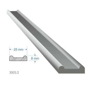 Pásovina plochá B, 25x8x6000mm, čierna S235, cena za 1ks(3m)