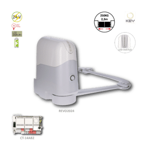 REVO pohon pro křídlovou bránu do 2,3 m/kř., 24 V, 140 W, 120 Nm se zabudovanou elektron. 14AB