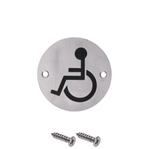 Nerezový piktogram `Invalid`, kulatý, rozměry: ø75x1.2mm, broušená nerez K320 / AISI304