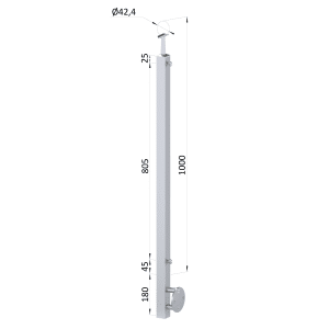 Nerezový sloup, boční kotvení, pro síť