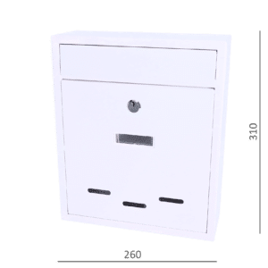 Poštovní schránka (260x310x95 mm, tloušťka materiálu 0,6 mm), max. formát listu: A4, BÍLÁ