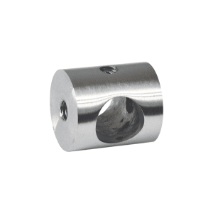 Držák tyče ø 12 mm, plochý (20x22 mm), oboustranný závit M5, broušená nerez K320 / AISI304