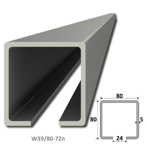 C profil 80x80x5mm L-7000mm pozinkovaný, pre samonosný systém posuvnej brány, cena za 7m, možnosť dodania len rozvozom Kovian