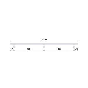 Madlo 2000mm (set:3ks úchyt, madlo 40x40mm s ukončením), brúsená nerez K320 /AISI304
