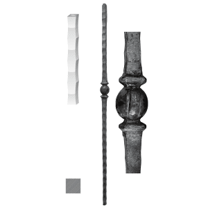 Kovaný sloupek zábradlí H 1200 mm, 25 x 25 mm