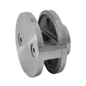 Svorka skla středová plochá (60x28 mm), broušená nerez K320 / AISI304, balení neobsahuje gumičky na sklo