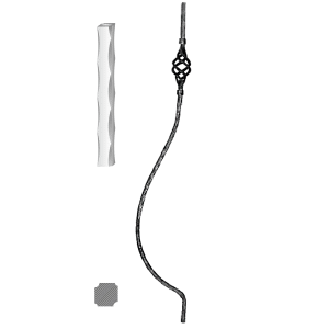 Kovaná výplň zábradlí H 1000xL160mm,12x12mm,válcovaná ocel