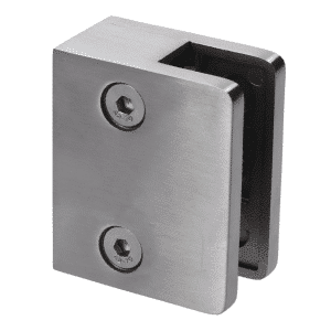 Svorka skla koncová plochá na trubku ø42.4mm (60x50x28mm), na sklo 8-12.76mm, broušená nerez K320/AISI304, balení neobsahuje gumičky na sklo