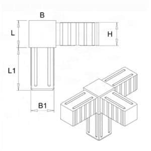 Plastové spojky - 4-nohý kus do profilu 30x30x2mm