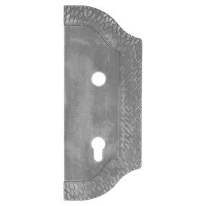 Štít 265x105x3mm s otvory, rozteč 90mm, otvor na kliku ø 19mm, zdobený, pravý, pro zámek ZM90/80