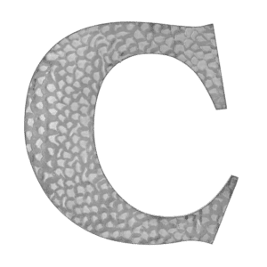 Domové písmeno C, 170x160mm zdobené, bez povrchovej úpravy