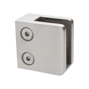 Svorka skla plochá (45x45x27mm) se spodní podložkou, broušená nerez K320 /AISI304, balení neobsahuje gumičky na sklo