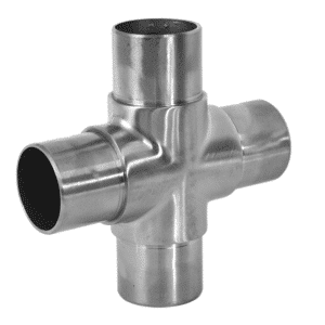 Spojka - přechod, křížový kus na trubku ø 42.4mm, broušená nerez K320 /Spojka - přechod, křížový kus na trubku ø 42,4 mm, nerez broušená K320 / AISI304