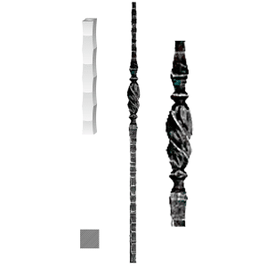 Kovaný sloupek zábradlí H 1300 mm, 25 x 25 mm