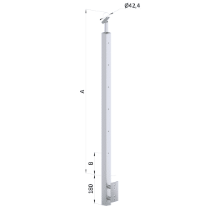 Nerezový sloup, boční kotvení, 6 řadový M6, vnitřní, vrch nastavitelný
