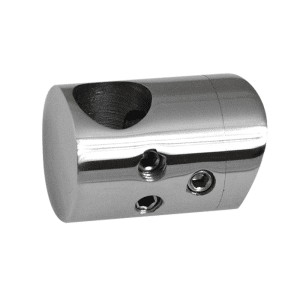 Držák tyče ø 12 mm (spojovací-přechodný) na trubku ø 42,4 mm (30x22 mm), leštěná nerez /AISI304