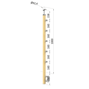 Dřevěný sloup, boční kotvení, 5řadový, průchozí, vnitřní