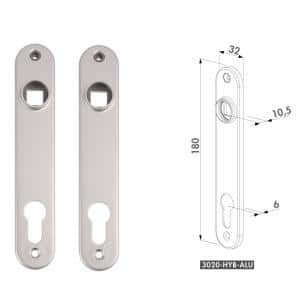 LOCINOX® krycí štítek s otvorem pro kliku a cylindrickou vložku, rozteč 92 mm, materiál: hliník, cena za PÁR