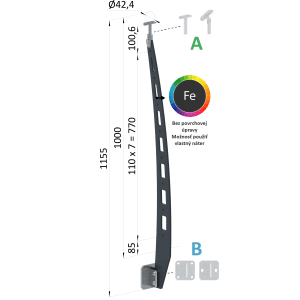 Kombinovaný Fe vypalovaný sloup, boční kotvení, 8-dírový