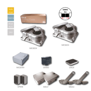 Podzemní sada motorů pro dvoukřídlou bránu do 3 m/křídlo, 24V, 120W, 250Nm, 2x ME3024, 2x MECF, 2x MEA3, 1x MC824H, 1x OXIBD, 1x EPMB, 1x ON2E
