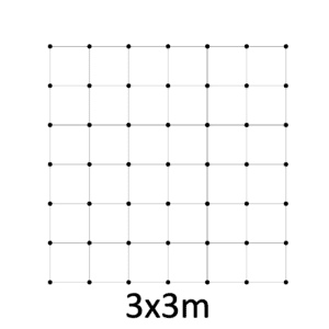 Montážní sada pro zelenou stěnu - nerez, rozměr 3x3m. Set obsahuje: EB1-GW01 (49ks), PVC-LA4 (28ks), EB2-LA4 (60m)