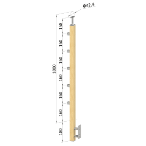 Dřevěný sloup, boční kotvení, 5řadový, průchozí, vnější