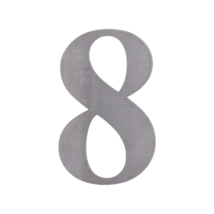 Číslo domové 8, (127x1.5mm), s 3M páskou, brúsená nerez K320 / AISI 304