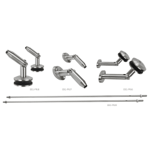 Set na skleněný přístřešek pro sklo 8,00 - 12.76 mm, (set obsahuje: EB1-PRJ6 2ks, EB1-PRJ7 2ks, EB1-PRJ8 2ks, EB1-PRJ9 2ks), broušená nerez K320 /AISI304