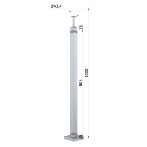 Nerezový sloup, vrchní kotvení, pro síť, rohový 90°